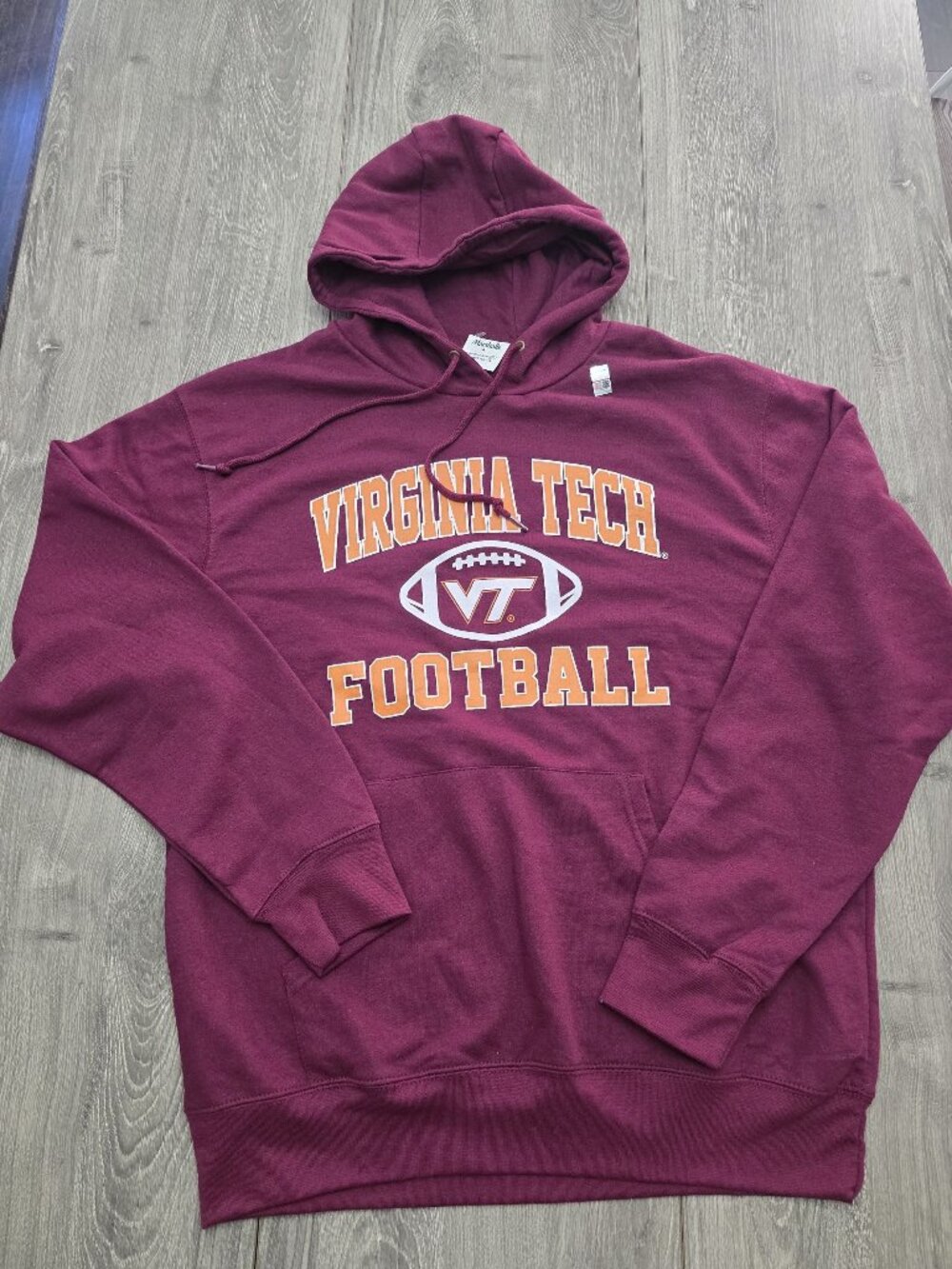 NWT Virginia Tech Football Maroon Hoodie Blue 84 Medium Cotton Blend